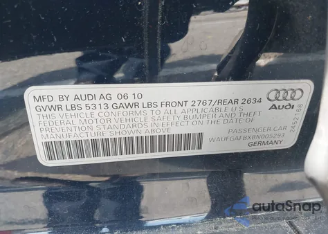 2011 Audi A6 3.0 Premium из США, поврежденный, VIN WAUFGAFBXBN005293